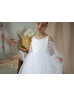 Cold Shoulder White Satin Tulle Flower Girl Dress